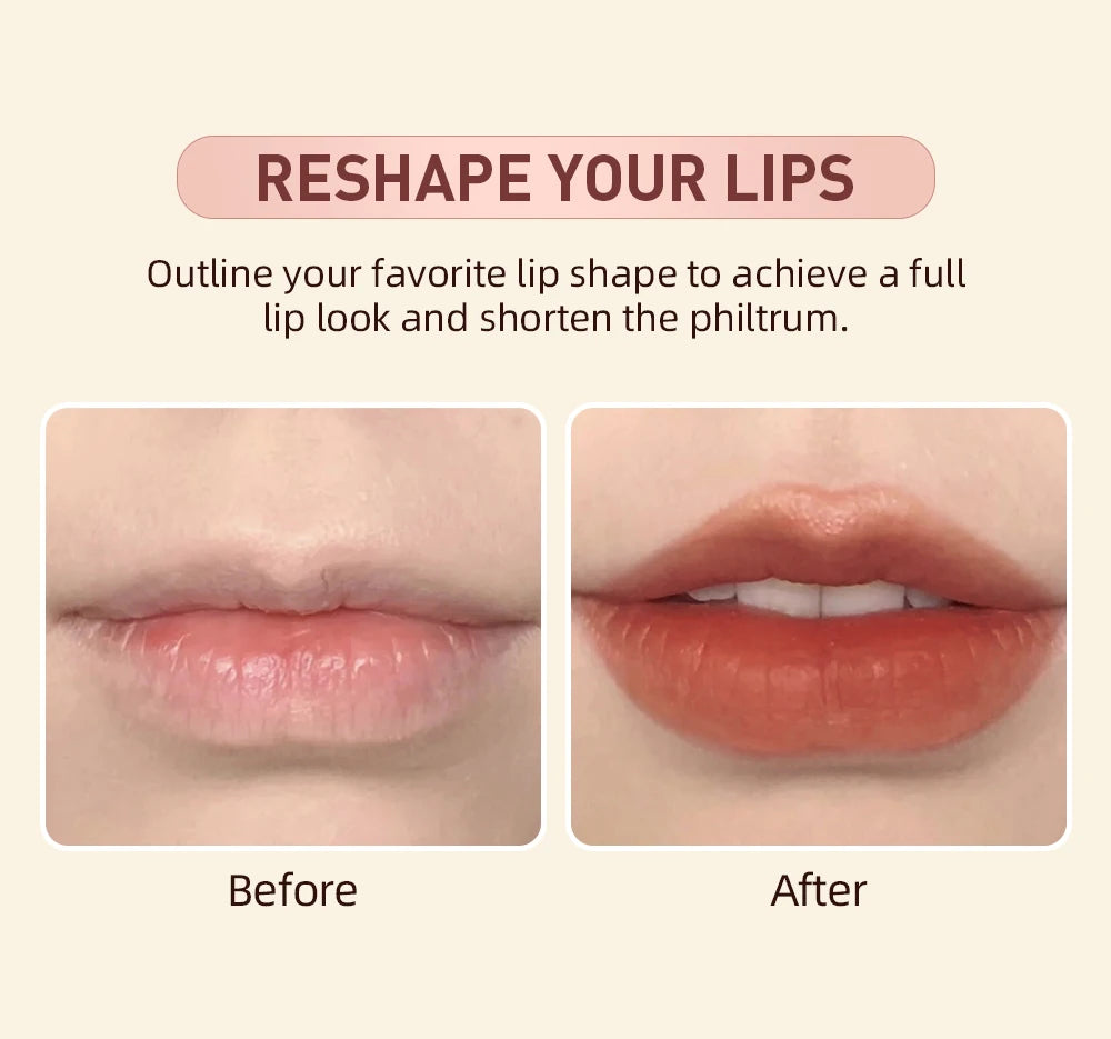 QIBEST 2pcs Lipstick Lipliner Pen Set Matte Nude Lip Liner Pencil Waterproof Long Lasting Lipstick Pen Contour Makeup For Women