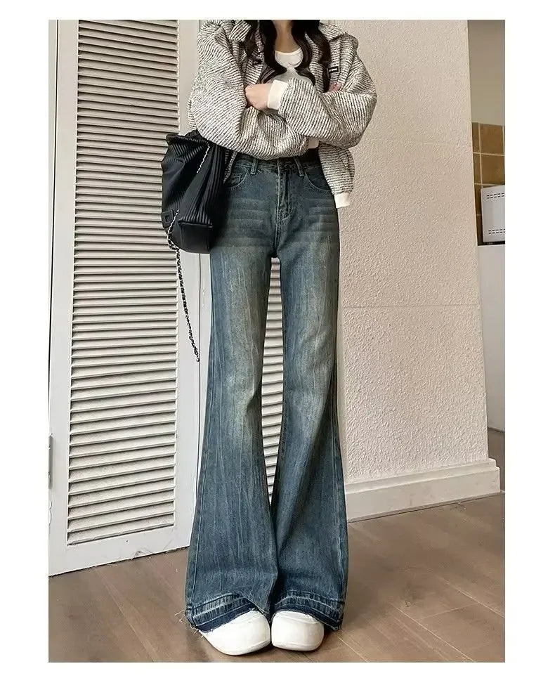 Petite American Style Vintage High-waisted Slimming Jeans For Women Loose-fit Draped Versatile
Denim Trousers