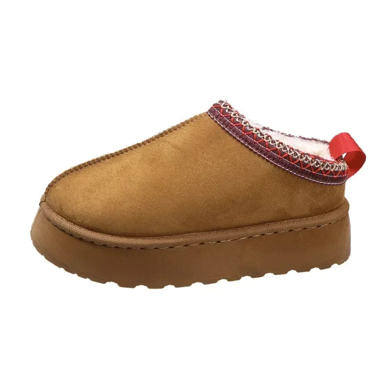 Winter New Cashmere Warm Thick Soles Without Heel-covered Hair Half Slipper Cotton Shoes for Women