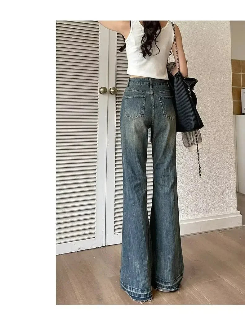 Petite American Style Vintage High-waisted Slimming Jeans For Women Loose-fit Draped Versatile
Denim Trousers