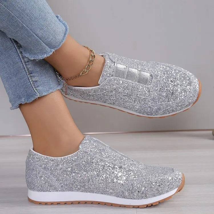 Women's Sneakers Gold Silver Trend Sport Shoes Ladies Outdoor Casual Walking Shoes