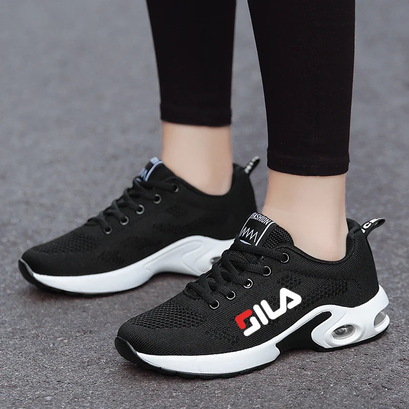 YRZL Women Sport Shoes Summer Lightweight Breathable Mesh Sneakers High Quality Soft Outdoor Lace Up Training Shoes for Ladies