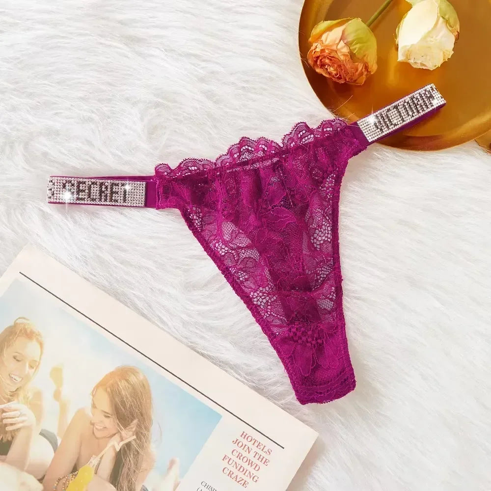 2024 New Victoria's Secret Thong Sexy Pink Brand Lingerie Lace Underwear