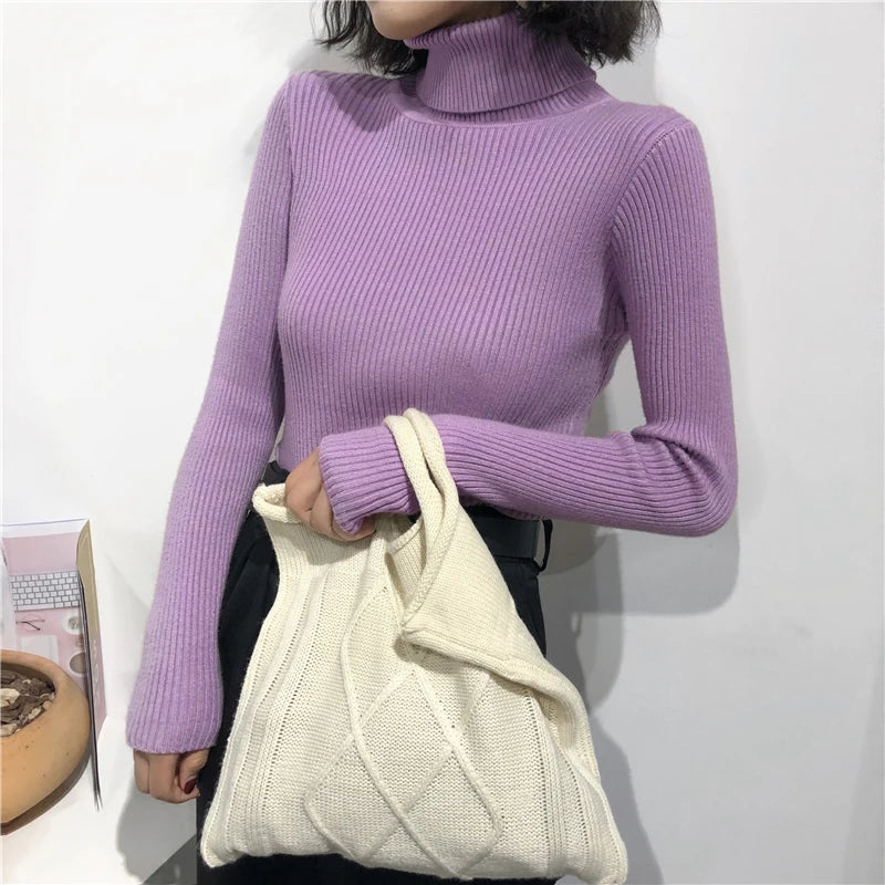 Turtleneck Sweater Womens 2024 Autumn Winter Tops Korean Slim Women Pullover Jumper