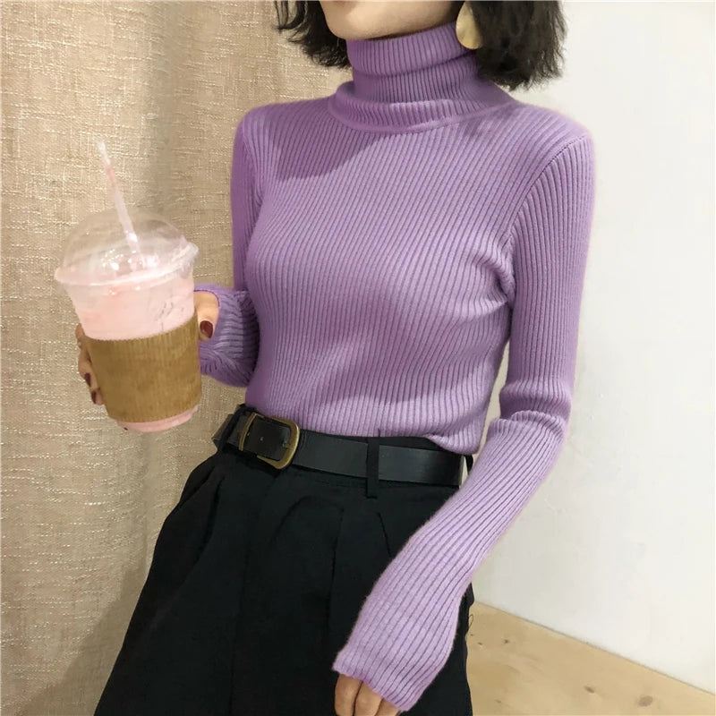 Turtleneck Sweater Womens 2024 Autumn Winter Tops Korean Slim Women Pullover Jumper