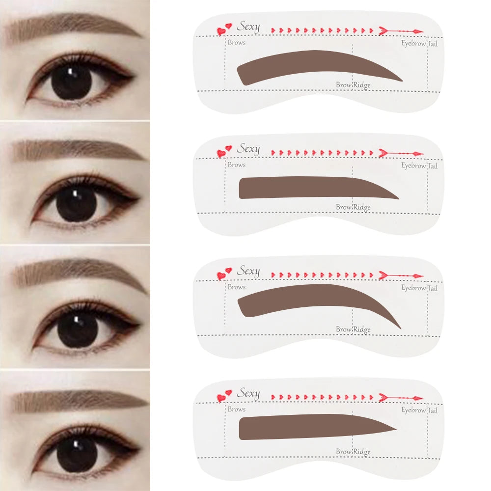 10PCS Women Fashion Eyebrow Stencil Reusable Grooming Shaper Template Eye Makeup Tools Eyebrow Tattoo Cosmetic