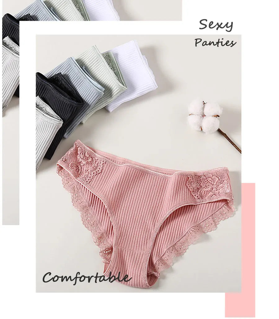 FINETOO 3Pcs/set Women Cotton Panties