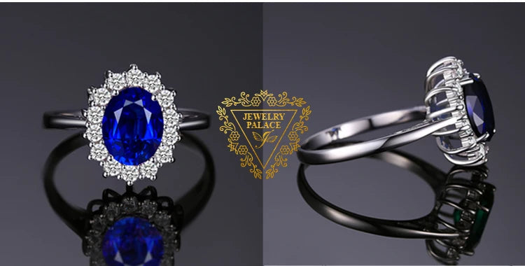 JewelryPalace Princess Diana Created Blue Sapphire Ruby Simulated Emerald 925 Sterling Silver Pendant Necklace Women No Chain