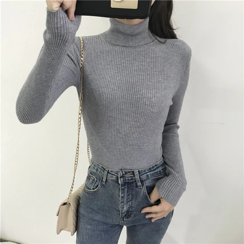 Turtleneck Sweater Womens 2024 Autumn Winter Tops Korean Slim Women Pullover Jumper