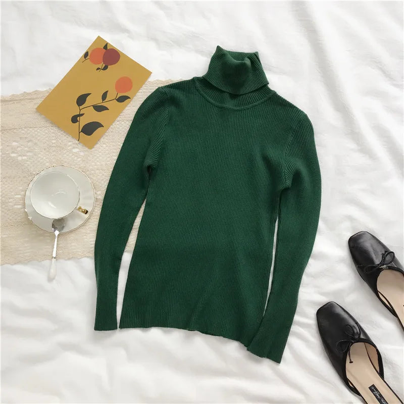 Turtleneck Sweater Womens 2024 Autumn Winter Tops Korean Slim Women Pullover Jumper