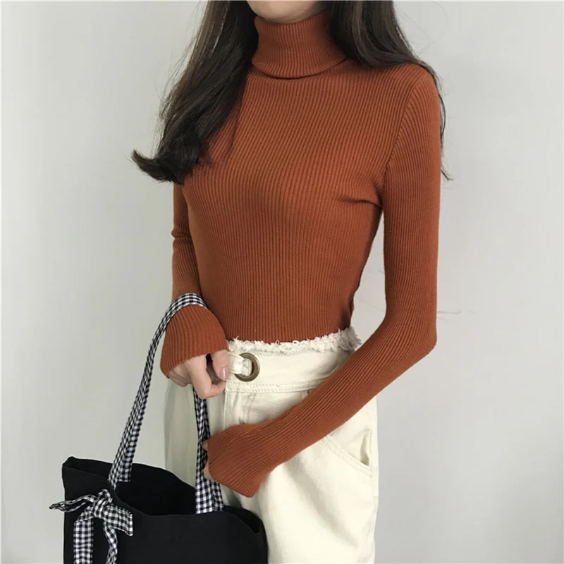 Turtleneck Sweater Womens 2024 Autumn Winter Tops Korean Slim Women Pullover Jumper