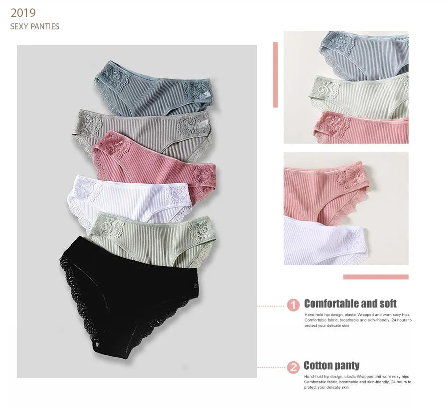 FINETOO 3Pcs/set Women Cotton Panties