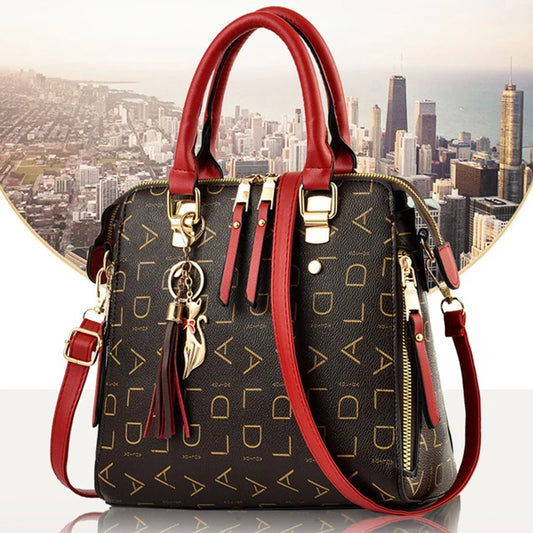PU Leather Tassel Top-handle Bag Luxury Shoulder Bag Large Capacity Lady Tote Design Purse