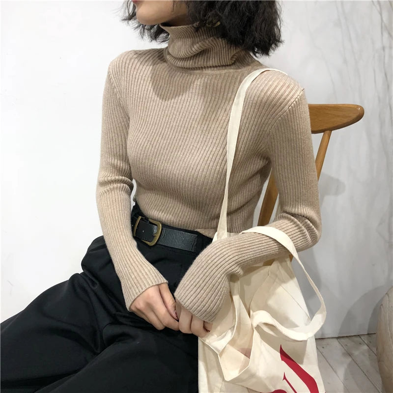 Turtleneck Sweater Womens 2024 Autumn Winter Tops Korean Slim Women Pullover Jumper