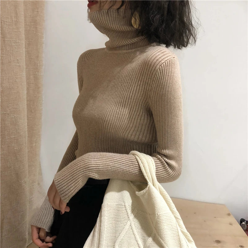 Turtleneck Sweater Womens 2024 Autumn Winter Tops Korean Slim Women Pullover Jumper