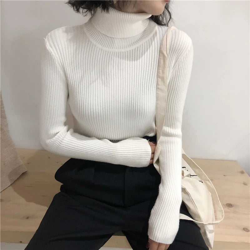 Turtleneck Sweater Womens 2024 Autumn Winter Tops Korean Slim Women Pullover Jumper