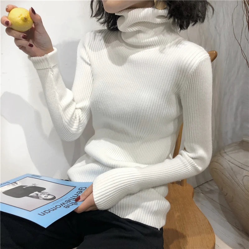 Turtleneck Sweater Womens 2024 Autumn Winter Tops Korean Slim Women Pullover Jumper