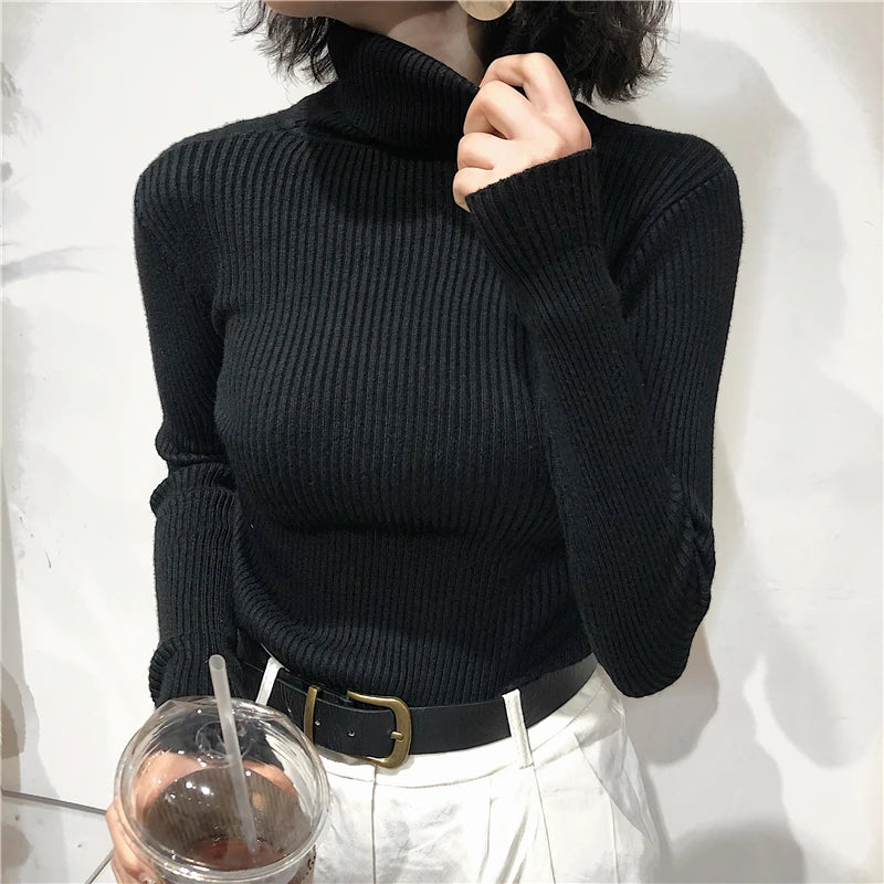 Turtleneck Sweater Womens 2024 Autumn Winter Tops Korean Slim Women Pullover Jumper