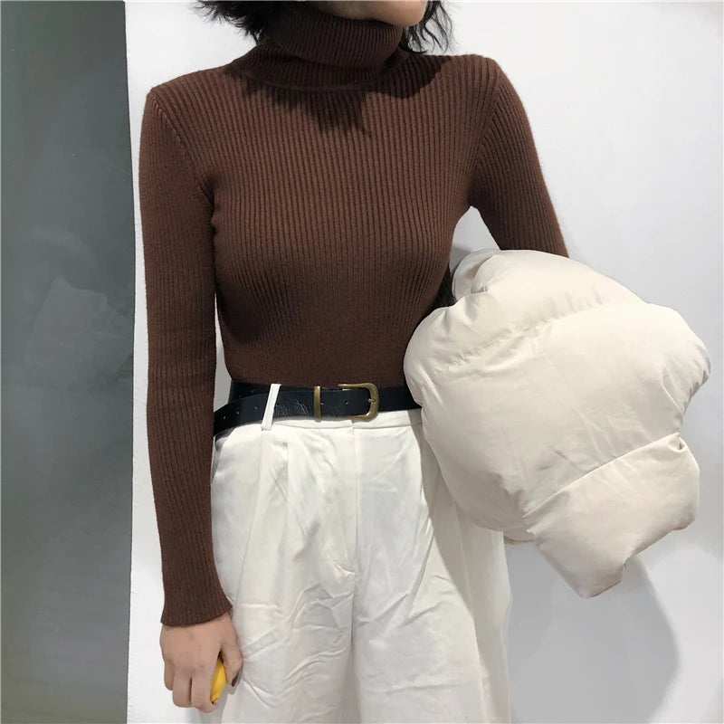 Turtleneck Sweater Womens 2024 Autumn Winter Tops Korean Slim Women Pullover Jumper