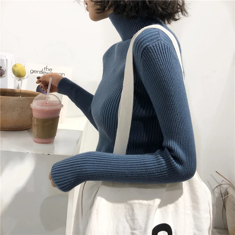 Turtleneck Sweater Womens 2024 Autumn Winter Tops Korean Slim Women Pullover Jumper