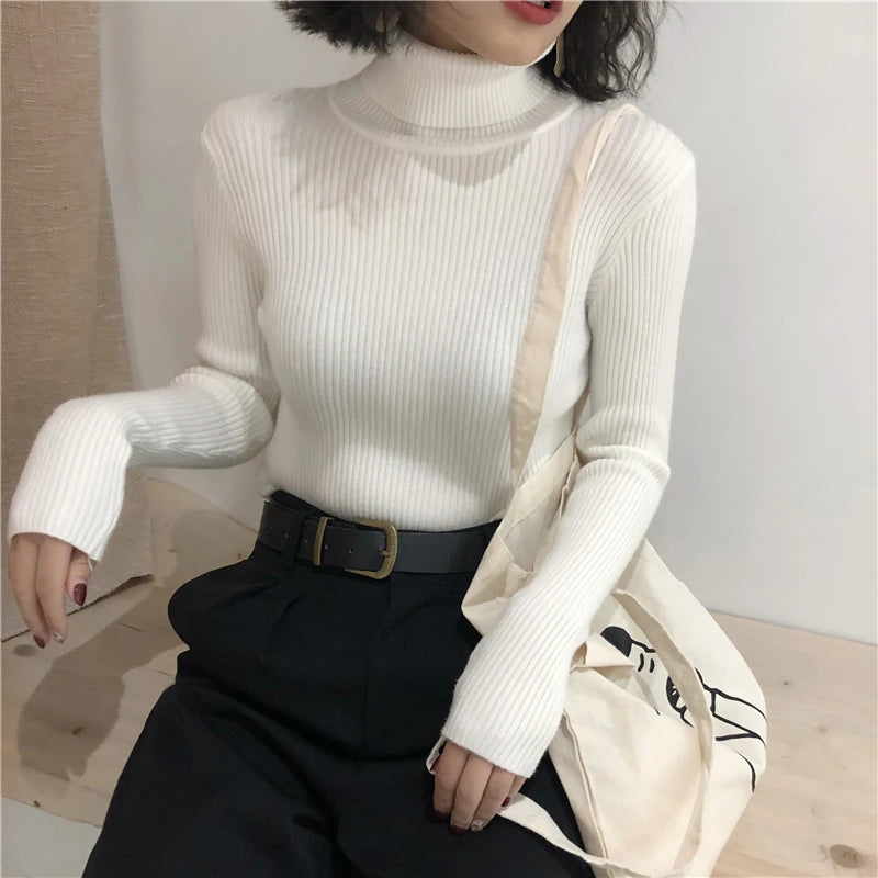 Turtleneck Sweater Womens 2024 Autumn Winter Tops Korean Slim Women Pullover Jumper