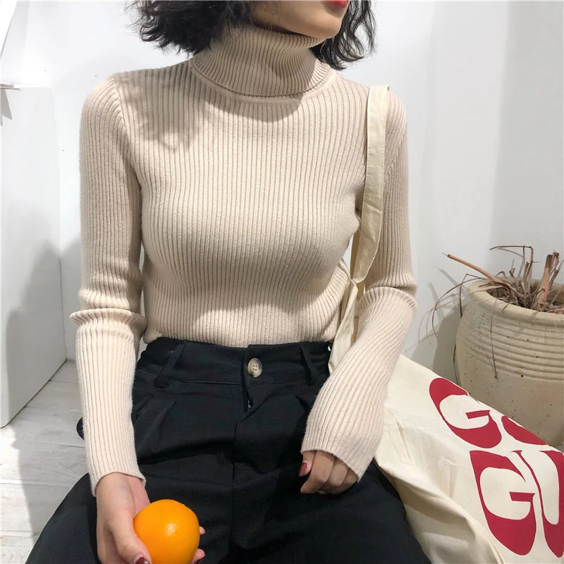 Turtleneck Sweater Womens 2024 Autumn Winter Tops Korean Slim Women Pullover Jumper