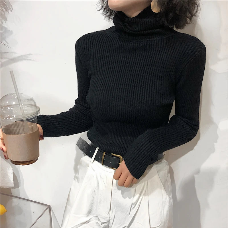 Turtleneck Sweater Womens 2024 Autumn Winter Tops Korean Slim Women Pullover Jumper