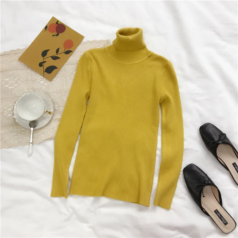 Turtleneck Sweater Womens 2024 Autumn Winter Tops Korean Slim Women Pullover Jumper