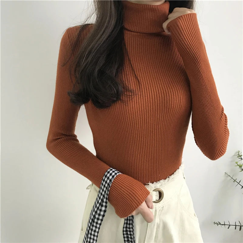 Turtleneck Sweater Womens 2024 Autumn Winter Tops Korean Slim Women Pullover Jumper