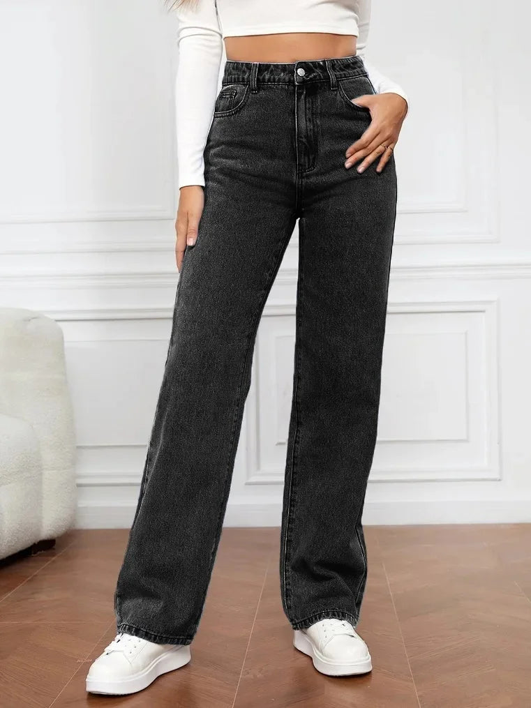 Cross-Border European American High-Waisted Straight-Leg Denim Jeans For Women Amazon Long Style NK331