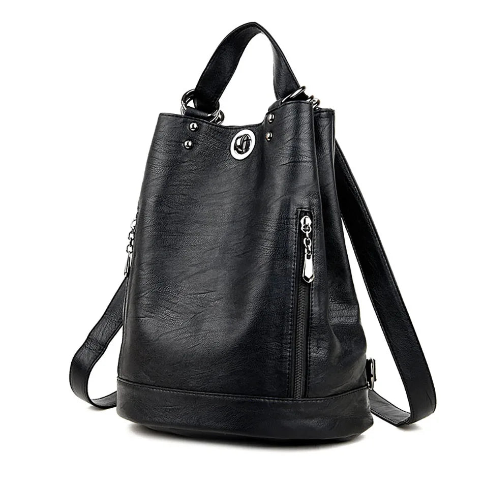 Women Leather Backpacks Multifunction Women Vintage Shoulder Bag Ladies Rucksack Large Capacity