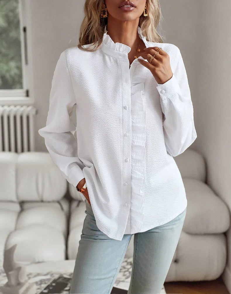 Fashion New Women Elegant Office Shirt,Long Sleeve Top Causal Comfort Simple Shirt