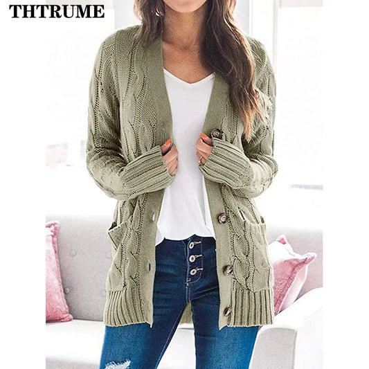 Single Breasted Jumpers Casual Loose Knit Women Clothing Cardigan