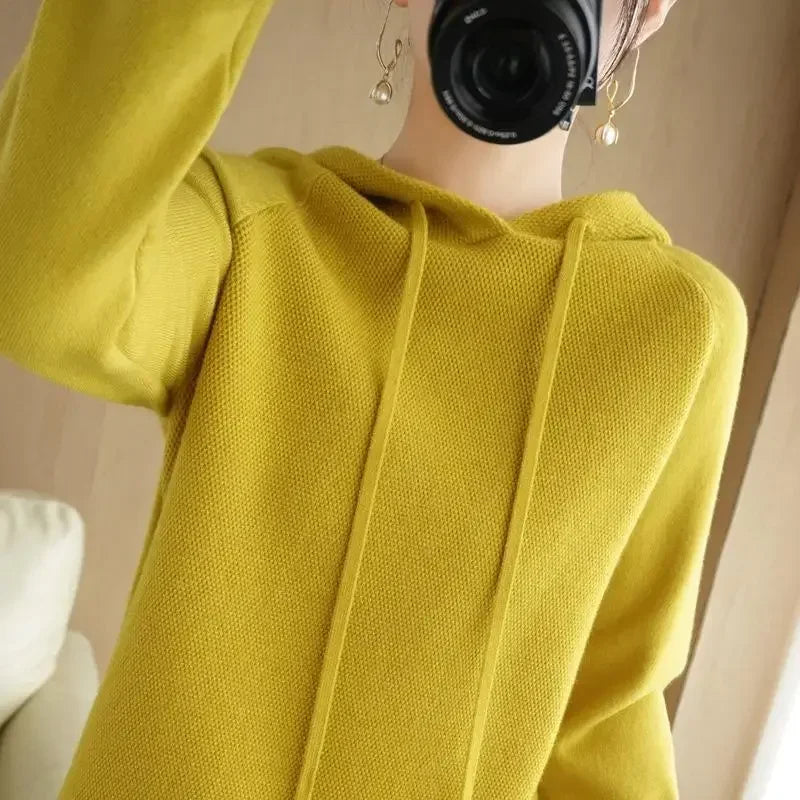 Hooded Sweater Woman Autumn Winter Long Sleeve Warm
 Fashion Jumper 2024