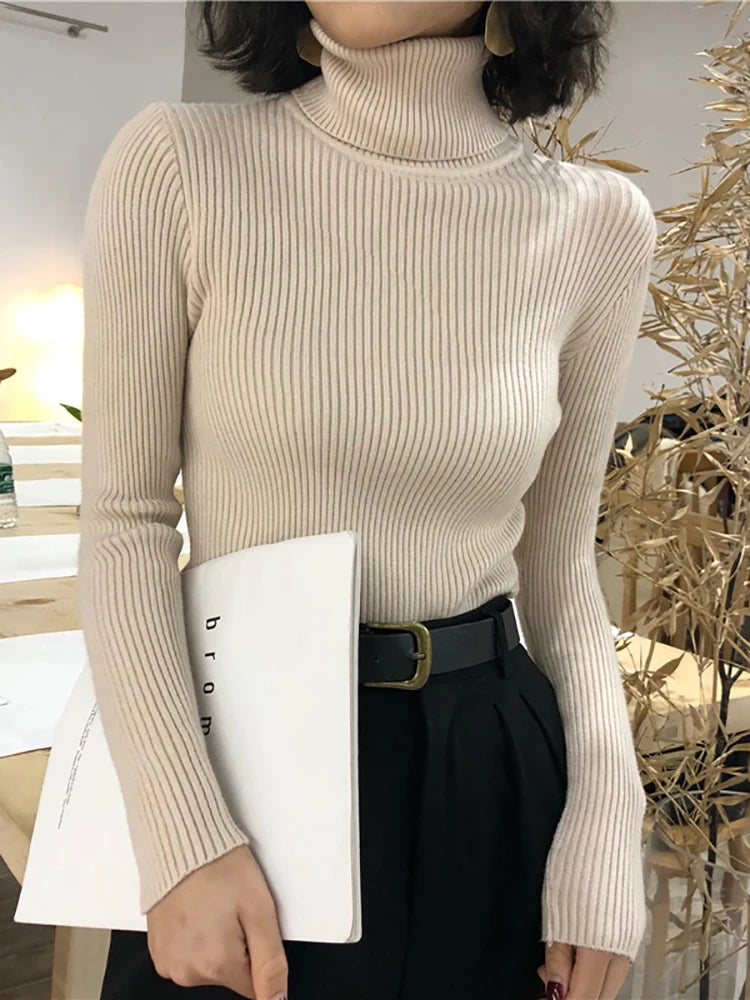 Turtleneck Sweater Womens 2024 Autumn Winter Tops Korean Slim Women Pullover Jumper