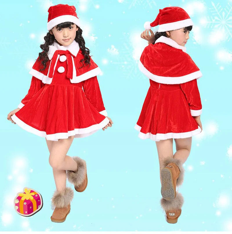 Christmas Girls Boys Santa Claus Costume Green Elf Cosplay  Outfits Carnival Party Festival Xmas New Year Fancy Dress Clothe Set