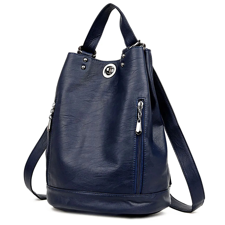 Women Leather Backpacks Multifunction Women Vintage Shoulder Bag Ladies Rucksack Large Capacity