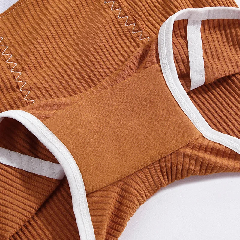 Women Seamless Underwear Set Fitness Pure Cotton Underwear Wide-brimmed Letter Sports Vest Middle Waist Boxer Briefs Bra Set