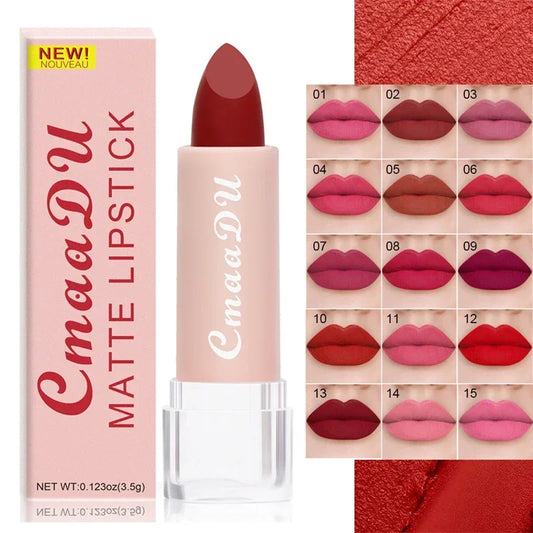 15Colors Velvet Matte Lipstick Sexy Woman Lipgross Tint for Lips Long Lasting Waterproof Non-stick Cup Lip Cosmetics Lip Make Up