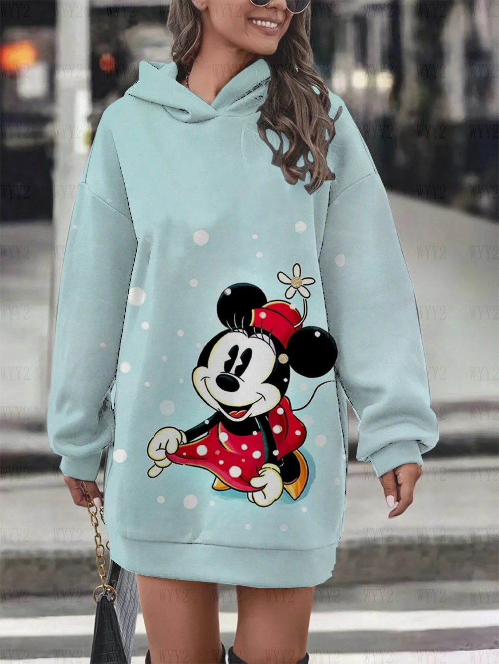 Christmas Disney Mickey Mouse Fall Women's Hoodie Dress Fashion Sweatshirt Dress Women's Pocket Hoodie