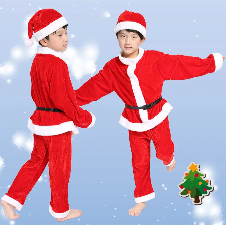 Christmas Girls Boys Santa Claus Costume Green Elf Cosplay  Outfits Carnival Party Festival Xmas New Year Fancy Dress Clothe Set