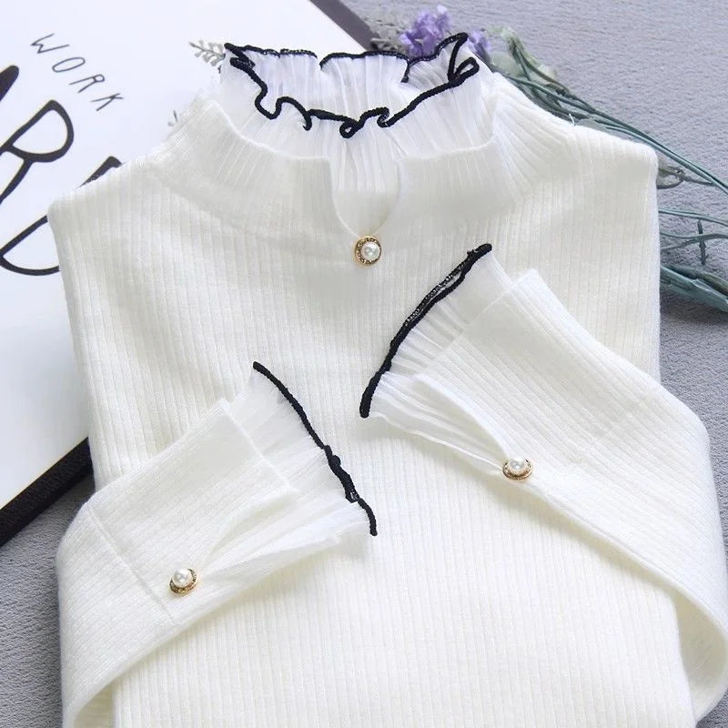 2023 Spring Autumn Cashmere Sweater Women's Knitted Sweater Half High Neck Soft Pullovers Long Sleeves Sweaters Pull Femme