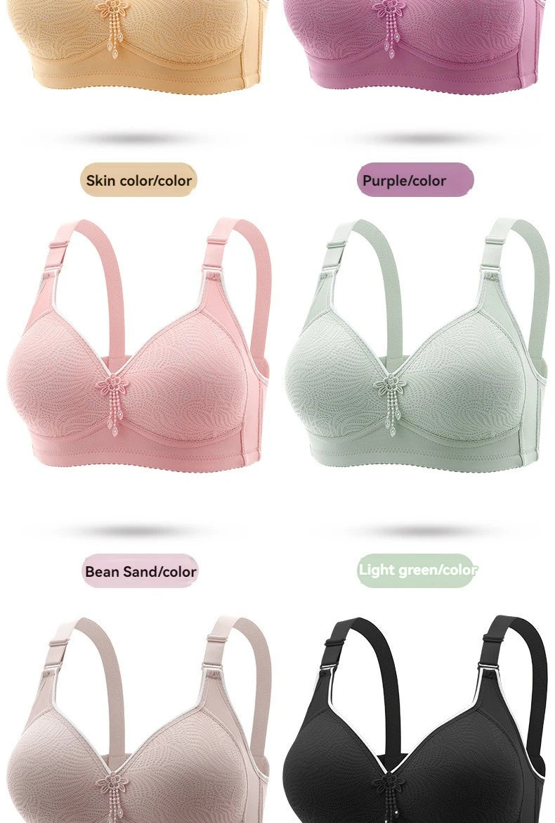 Sexy Lace Flower Surface Women Bra Four Rows Of Three Buttons No Steel Ring Large Size Underwear Skin-Friendly