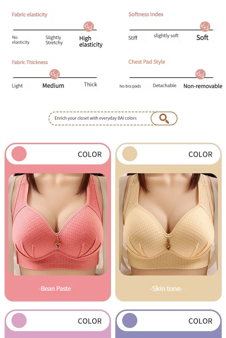 BC Cup Large Size Without Steel Ring Thin Cup Breathable Push Up Tops Bra Women Sexy Adjustable Underwear