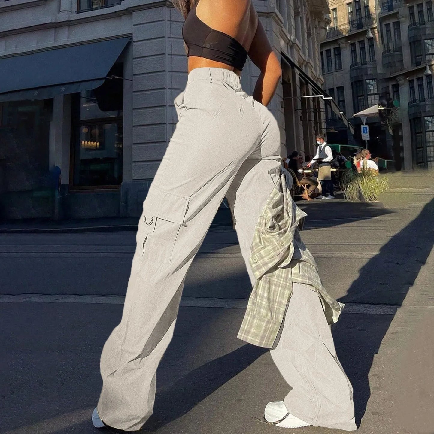 Streetwear Basic Buckle Cargo Pants Women