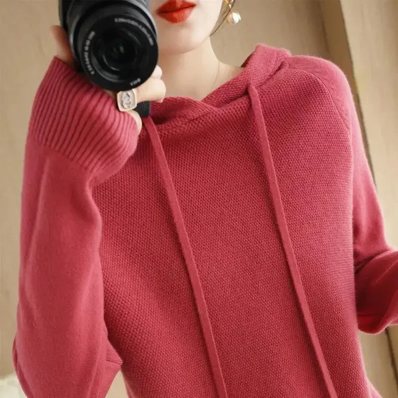 Hooded Sweater Woman Autumn Winter Long Sleeve Warm
 Fashion Jumper 2024