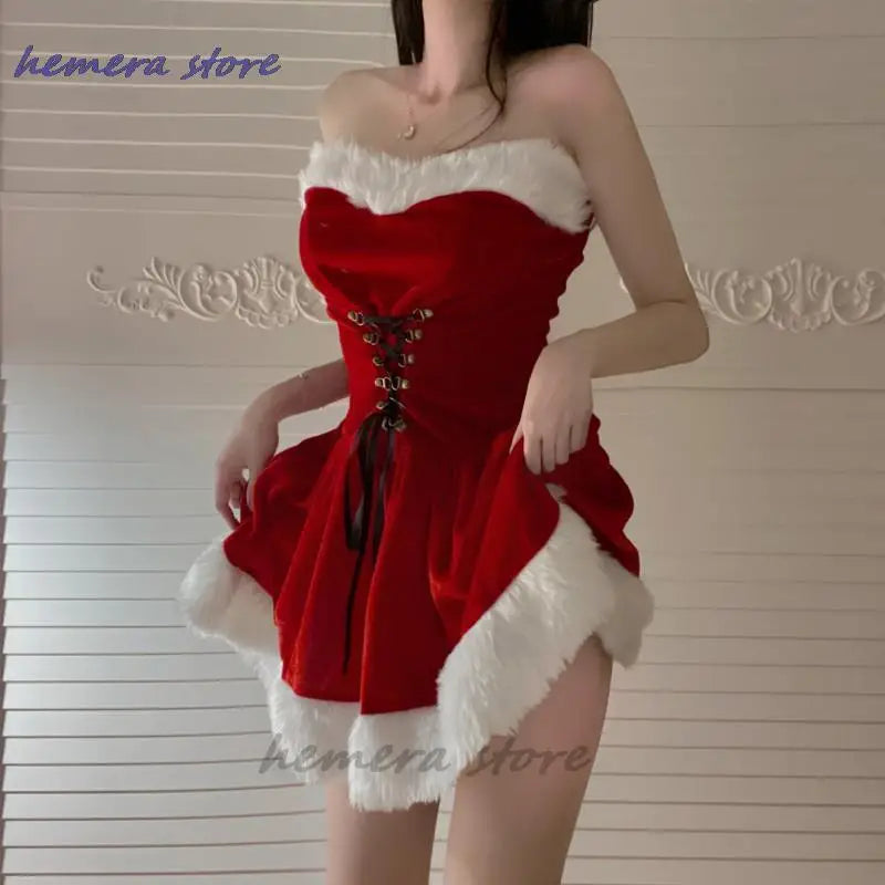 Bunny Girl Christmas Xmas Lady Santa Claus Cosplay Costume Winter Cape
 Cloak Women Custome 2024