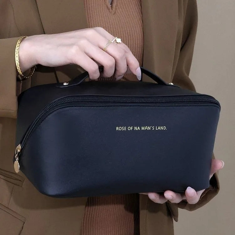 Large Travel Cosmetic Bag for Women Leather Makeup Organizer Female Toiletry Kit Bags Make Up Case
