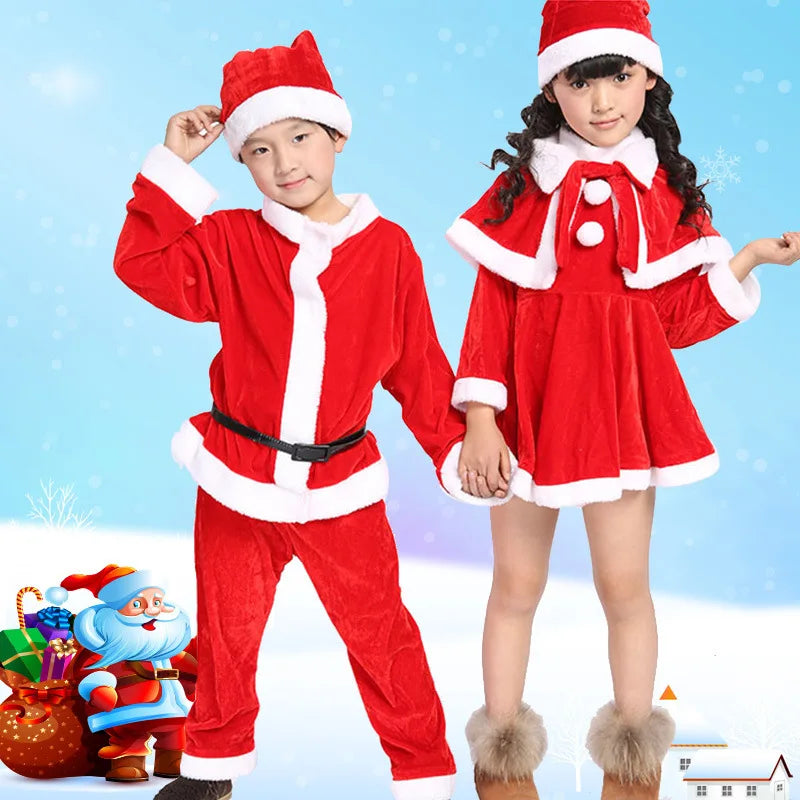 Christmas Girls Boys Santa Claus Costume Green Elf Cosplay  Outfits Carnival Party Festival Xmas New Year Fancy Dress Clothe Set