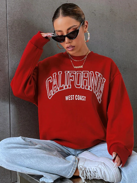 Korean Trend Woman Sweatshirts California West Coast Print Female hoodie